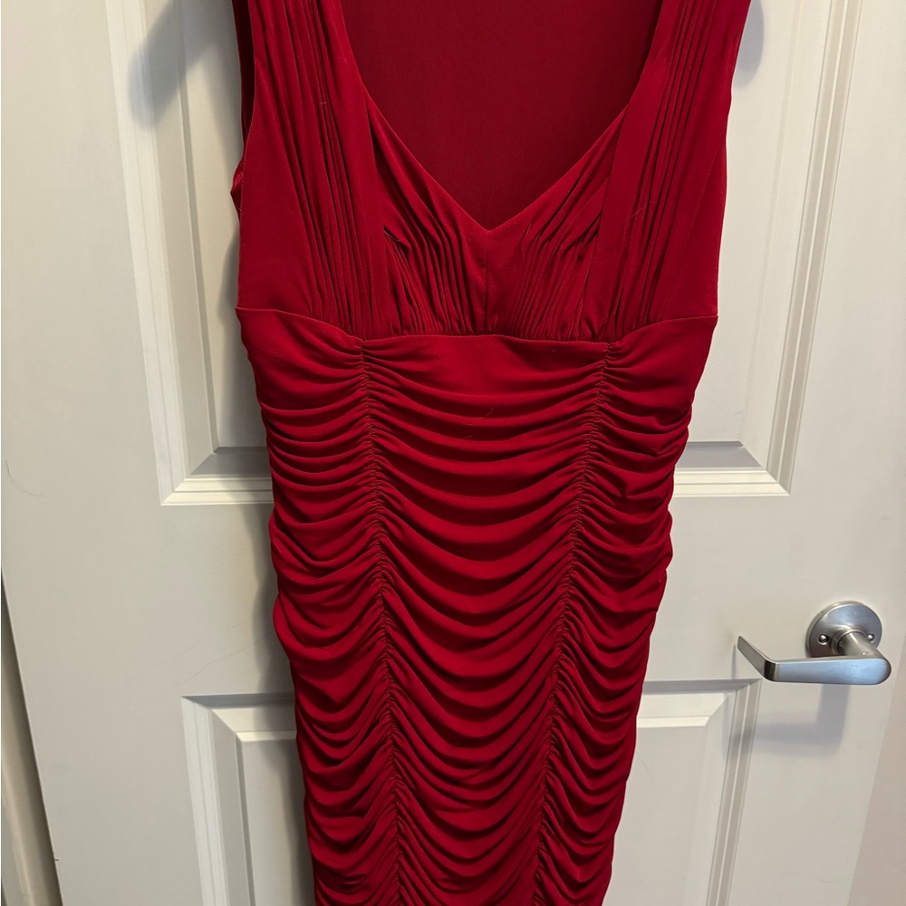 Calvin Klein - Red Ruched Dress - Size 6